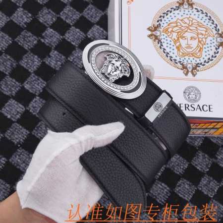 品名：范思哲原单 材料：百分百头层牛皮腰带，保证真皮皮带，专柜原单品质、做工精细，送人自用首选 包装： 请认准如图专柜包装，赠送打孔器，银联发票，宽度3.8Cm - 点击图像关闭