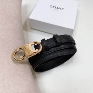 特 Celine 压小花 Triomphe中号Triomphe压印天然牛皮革腰带 2.5Cm 最新款