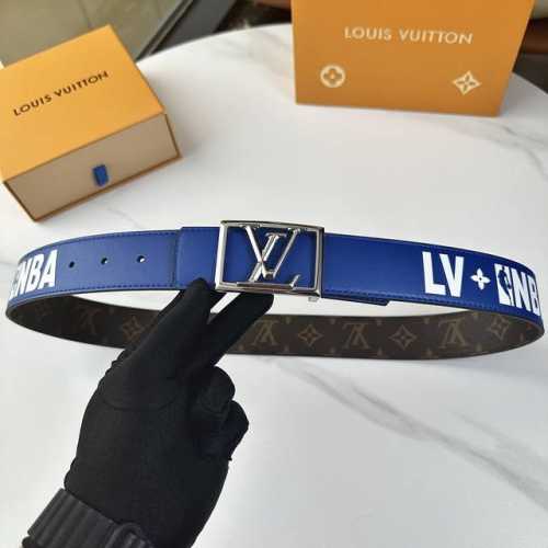 原版包裝 L0Uis Vuitt0N 今季联名新品 驢家原單腰帶 寬度40毫米 定制帆布面內襯進口蓝色小牛皮底 丝印Nba字样 全新開模精鋼五金搭扣 雙面用 經