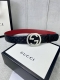 p210带宽4.0Cm Gucci 互扣式双G腰带，采用热压印技术的Gucci Signature皮革精制而成，巧妙搭配枣红色头层牛皮 触感厚实，印花图案清晰分
