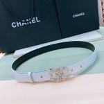 特 C Hanel Logo 皮条配色 Cc扣 黄铜金色金属 3.0Cm精品 羊皮腰带 手感柔软极佳 典雅 欧码75、80、85、90、95、100 不含扣长度