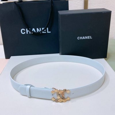 特 Chanel 24S Cc 树脂黑 字母 Logo搭扣 黄铜金属小牛皮腰带 手感柔软 细腻 3.0Cm