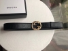 Gucci古驰Signature男士精致双G滚砂金属扣压纹黑色头层牛皮腰带3.8Cm。