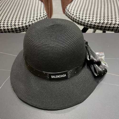 Balenciaga巴黎世家 法国欧洲风小檐礼帽女蝴蝶结盆帽优雅遮阳防晒渔 夫帽出游逛街草帽