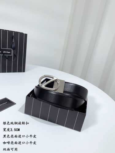 杰～尼亚 宽度3.5Cm 支持芯片防伪 。双面皮带，牛皮材质，配有钌金Gancini扣饰。风格现代，为日常造型增姿添彩。该皮带可调节，且能根据需要剪裁，达到修身