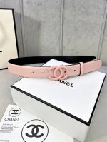 特 宽度3.0Cm Chanel 香奈儿 女士腰带 小牛皮 支持nfc芯片官方网站链接扫码验证、经典扣头 内侧cnc走光处理 边角手感圆润配有烤漆金属钢扣。