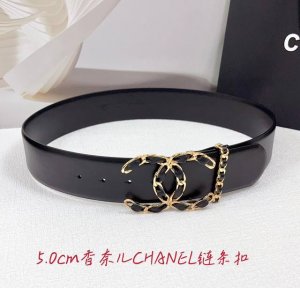 5.0Cm 香奈儿腰带，双面头层牛皮皮料，长度：.75.80.85.90.95.100.105欧，铜五金扣原版开模定制庆祝]
