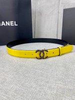 特 宽度3.0Cm Chanel 香奈儿 平纹牛皮金 银 色金属暗印品牌logo磨胶钢扣。