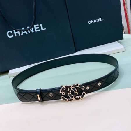 特 C Hanel Logo 皮条配色 Cc扣 黄铜金色金属 3.0Cm精品 羊皮腰带 手感柔软极佳 典雅 欧码75、80、85、90、95、100 不含扣长度 - 点击图像关闭