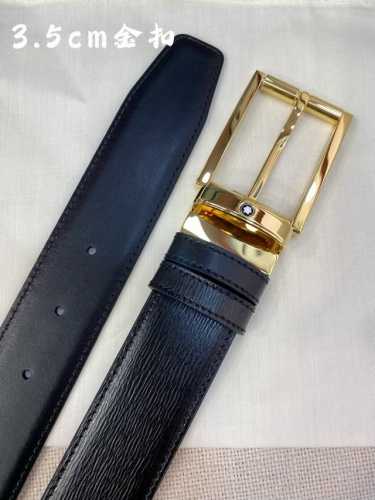 Montblanc万宝龙 宽3.5Cm 采用头层牛皮 精品针式扣头 自由裁剪商务休闲皮带