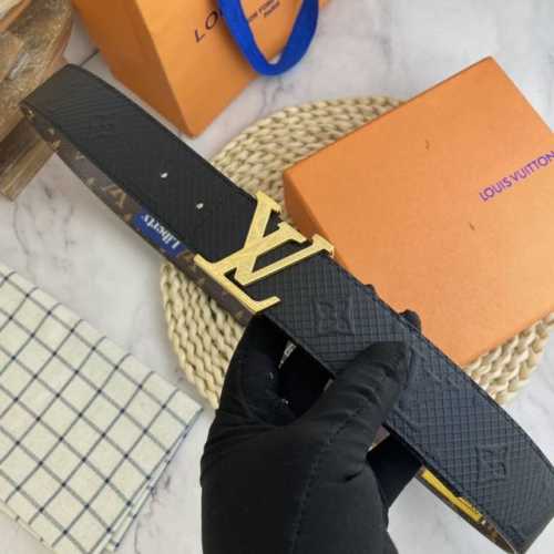 Lv 男士腰带38Mm 双面进口皮可双面使用 专柜走线 搭配新款扣