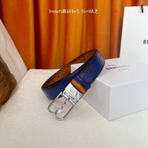 伯尔鲁帝 Berluti :采用意大利Venezia皮革和Patina古法染色工艺双面顶级头层小牛皮，搭配专柜奢华标志性精品钢制旋转扣，实物拍摄，奢华大气！