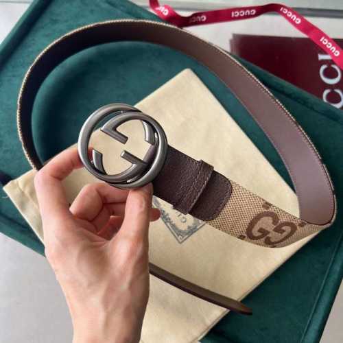 古家 双面真皮腰带 一饰两戴の优雅哲学 4.0Cm气场腰带 双面设计切换场合 钯金双G锁扣转动间皆是光芒 意大利匠制｜经典多色皮革×Gg老花经典帆布 朝晚穿搭