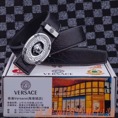 品名：范思哲 皮带原单腰带 材料：百分百头层牛皮腰带，保证真皮皮带，专柜原单品质、做工精细，送人自用首选 包装： 请认准如图专柜包装，赠送打孔器，银联发票，宽度