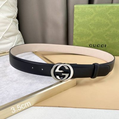 Gucci 头层牛皮 宽3.5Cm 官网同步 男女均可佩戴 双色扣头 精致独特