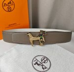 HermèS爱马仕 双头尖 两面手掌纹 定金品质 双面头层牛皮 寸半38Mm 配H新款珐琅亮金 银扣 顶级