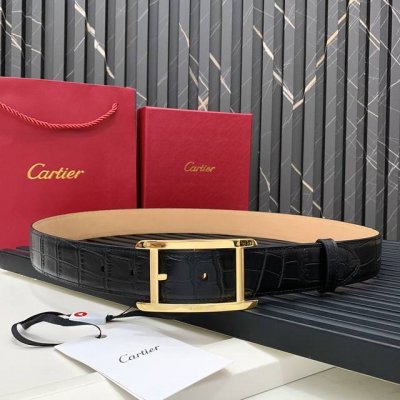 特 镀钯饰面针扣式皮带，“CARTIER”标识。黑色尼罗河鳄鱼皮皮带，浮雕“CARTIER”标识。尺寸：宽35毫米 10240640