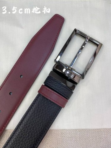 Montblanc万宝龙 宽3.5Cm 采用头层牛皮 精品针式扣头 自由裁剪商务休闲皮带