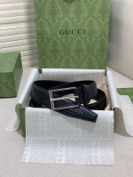 Gg Marmont系列腰带黑色皮革 银色调配件 双G 宽度：3.0厘米。