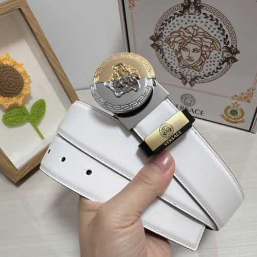 品名：Versace.范思哲 材质：原单牛皮腰带 百分百头层牛皮腰带保证真皮，24K纯钢扣，专柜原单品质、做工精细，时尚大牌，送人自用首选 包装