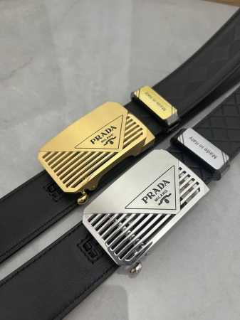 品名：普拉达 原单 自动带 材质：原单牛皮腰带 百分百头层牛皮腰带保证真皮，24K纯钢扣，专柜原单品质、做工精细，时尚大牌，送人自用首选 包装： 请认准如图专柜 - 点击图像关闭