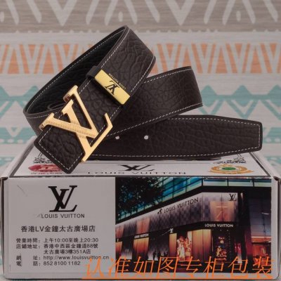 男款腰带：Lv 路易威登原单牛皮腰带 男款皮带：材质百分百头层牛皮腰带保证真皮皮带，专柜原单品质、做工精细，时尚大牌，送人自用首选包装： 请认准如图专柜包装赠送