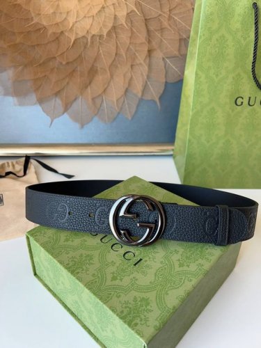 Gucci.古驰 全套包装 3.8Cm进口小牛皮压花, 专柜正品1:1完美复刻. 原版底皮, 采用热压印技术的Gucci Signature皮革精制而成，触感厚
