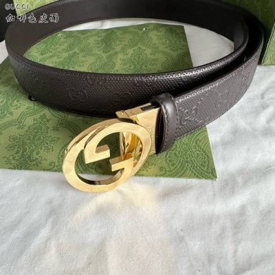 Gucci古琦 男士 宽度3.8Cm 简单大方 精品五金 进口皮 佩戴效果非常不错 送礼自用最佳推荐