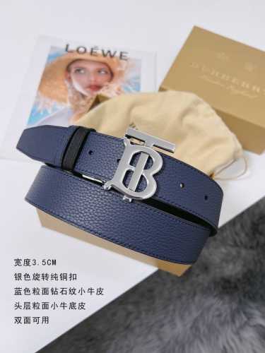 特 巴宝莉 顶级品质 宽度3.5Cm ，粒面钻石纹头层牛皮搭配平纹 精细做工，品质好货 双面可用 纯铜扣