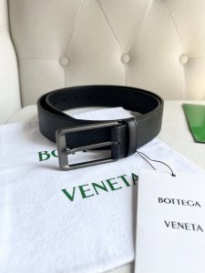 特 新款男士意大利小牛皮腰带 压intreccio大格编织纹理 高档大气个性 复古枪色针扣 宽度35Mm 颜色:黑色