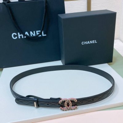 特 C Hanel 24S Cc 树脂 与 链节Logo字母搭扣 黄铜金属小羊皮菱格腰带 手感柔软 细腻 2.0Cm