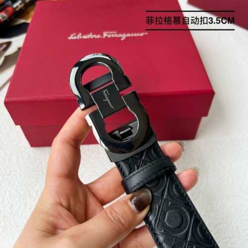 特 品牌： 菲拉格慕 新款进口小牛皮，手感细腻柔软。搭配纯钢自动精品钢扣，男士必备！宽度：3.5Cm