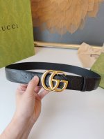 Gucci 经典全皮压花，专柜新版Logo横标，原版进口南非皮底，精品双G钢扣 高端品质，不惧对比，宽度：4.0Cm 代购版本 原单130