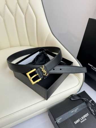 特 Saint Laurent 圣罗兰女士腰带皮带 原厂真金电渡扣头，意大利原厂皮，宽3.0Cm，代购级。 - 点击图像关闭