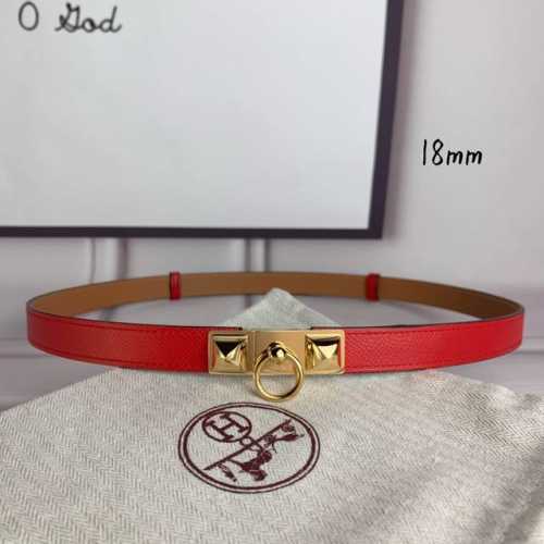HermèS 爱马仕女款金字塔腰带，进口手掌纹，大红色＋E土黄色平纹底，配原单钢扣，带身18Mm宽，腰围大小可调节