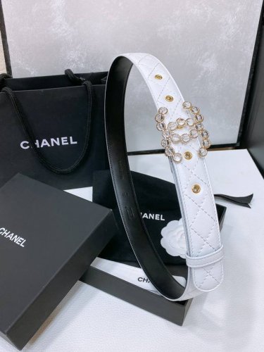 Chanel 24C 树脂水晶 Logo搭扣 黄铜金属羊皮绣线菱格带身 饰有Cc小Logo手感柔软 细腻 3.0Cm