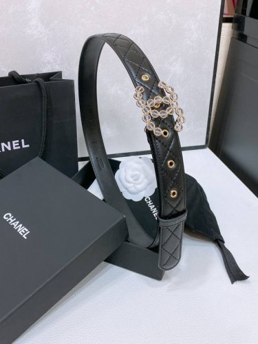 Chanel 24C 树脂水晶 Logo搭扣 黄铜金属羊皮绣线菱格带身 饰有Cc小Logo手感柔软 细腻 3.0Cm