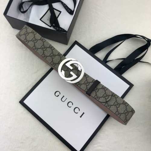 配全套包装盒 Gucci 古奇官网经典款 正品规格 原单品质 专柜pvc提花面料 头层进口变色磨砂底 官网40Mm 双g抛光亮面扣