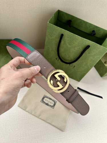 宽度3.8Cm G U C C I 经典帆布织带磨砂底腰带 头尾用采头层野猪皮纹效果点缀 配以织纹质皮滚边搭配原单钢扣。夏季男百女搭款 上身效超果级棒