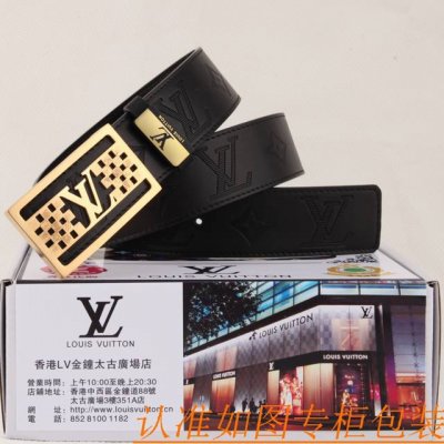腰带皮带：Lv 路易威登原单牛皮皮带 男款皮带：材质百分百头层牛皮腰带保证真皮皮带，专柜原单品质、做工精细，时尚大牌，送人自用首选包装： 请认准如图专柜包装赠送