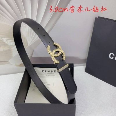 3.0Cm香奈儿腰带，双面头层牛皮，长度：.75.80.85.90.95.100.欧，满钻五金铜扣原版开模定制庆祝]
