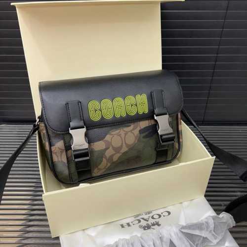 Coach 蔻驰 Track撞色翻盖邮差包 斜挎包 男女通用单肩包 经典百搭 实物拍摄 原厂原版面料 配送礼盒 20 X 27 Cm。