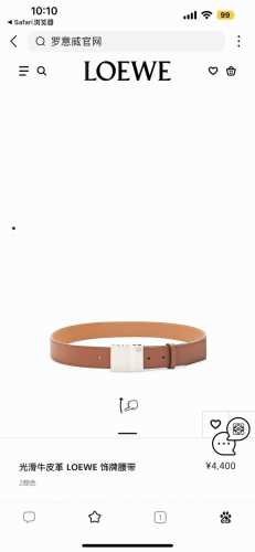特 Loewe 罗意威 专柜新款 男款休闲腰带 宽3.5Cm 光滑小牛皮 饰有Loewe金属饰牌搭扣