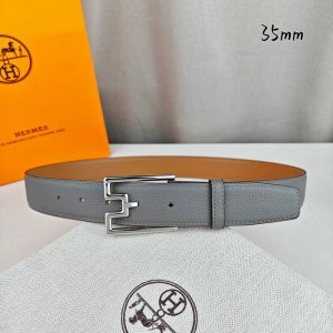 HermèS 爱马仕 新款针扣皮带 原单品质 进口头层牛皮 锡器灰荔枝纹面搭配土黄色平纹底 35Mm宽 配官网亮金 亮银扣