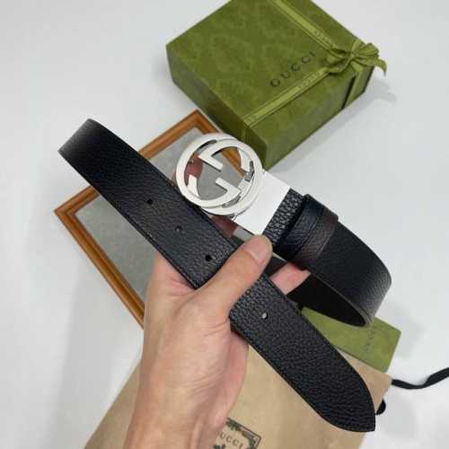 特 Gucci 古奇官网经典 正品规格 3.8Cm原版品质头层小牛皮压花 进口头层底 双g抛光旋转亮面扣