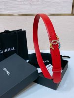 Chanel 24C 水钻粉 红 兰 青 黄彩色金属 Logo搭扣 黄铜金属进口胎牛皮平纹带身 手感柔软 细腻 3.0Cm