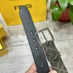 Fendl 芬迪 专柜同款 宽35Mm 原版定制布料 单环皮带 对角提花Ff图案布料材质 黑色皮革内衬 镀钯金属配件 时尚潮流 经典系列