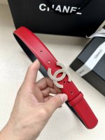特 宽度3.0Cm Chanel香奈儿简约时尚潮流百搭平滑扣施洛华水晶满钻金属钢扣、牛皮皮带女款 此腰带多色可选！