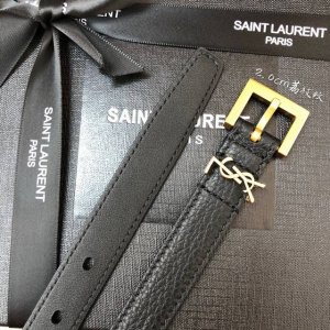 特 Ysl荔枝纹顶级小牛皮软腰带 2.0Cm方形针铜扣 非市场合金扣 Cassandre 标识腰带环