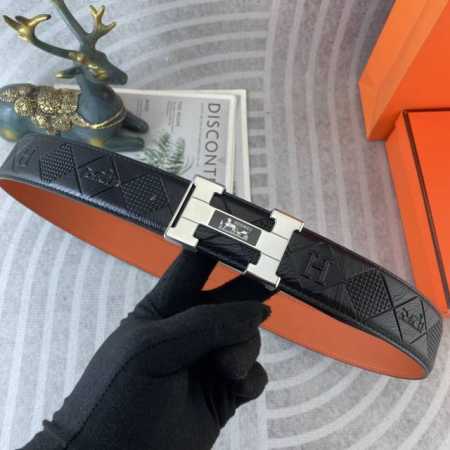 爱马仕 特种皮腰带系列 ，原厂五金精品不锈钢扣，手感柔软舒适 宽3.8Cm。 - 点击图像关闭